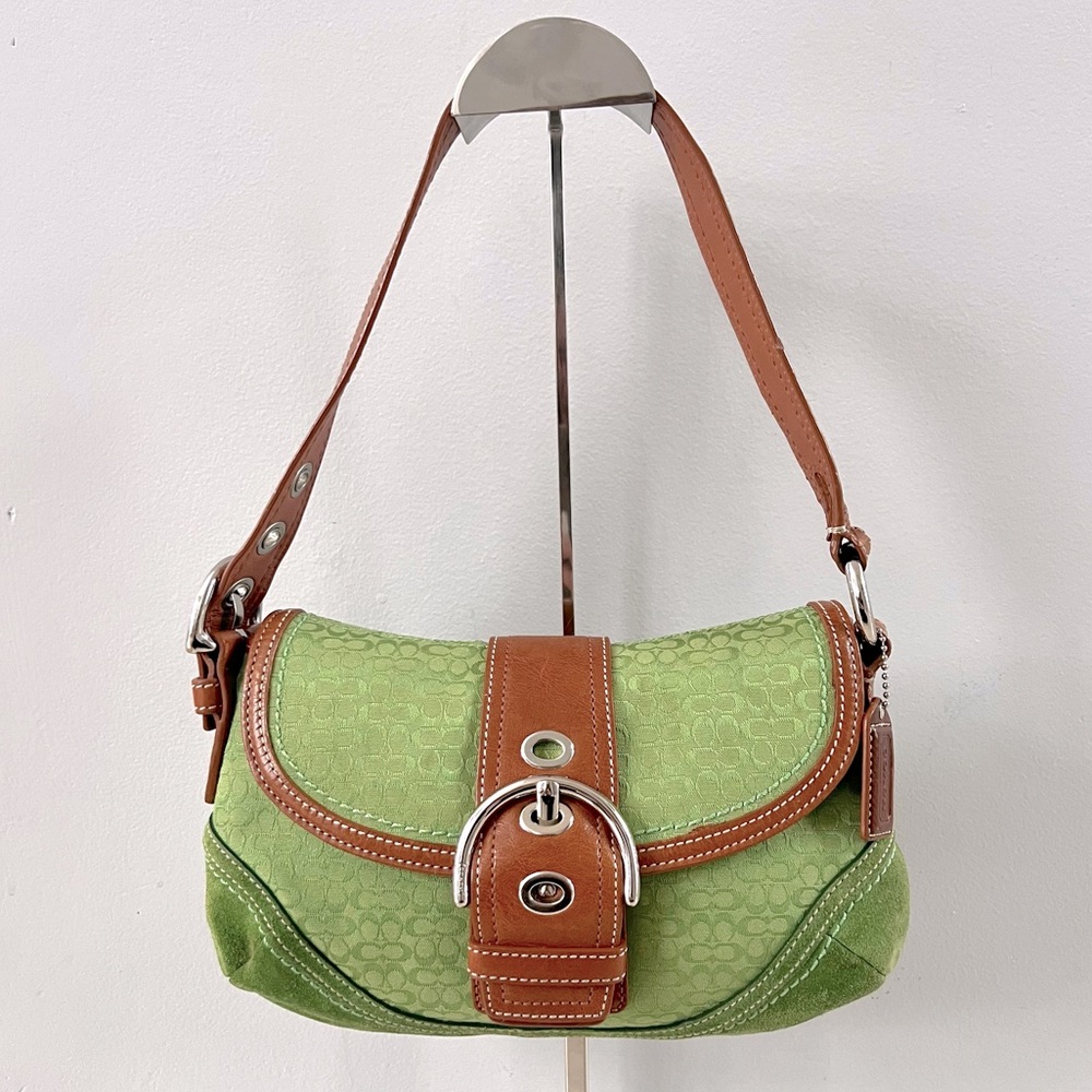 Coach Green and Brown Shoulder Bag